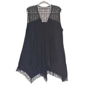 Signature Collection Tunic Top Womens 1X Lace Sharkbite Hem Lagenlook Whimsigoth